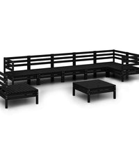 8-tlg. Garten-Lounge-Set Massivholz Kiefer Schwarz