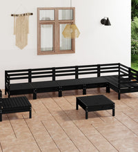 8-tlg. Garten-Lounge-Set Massivholz Kiefer Schwarz