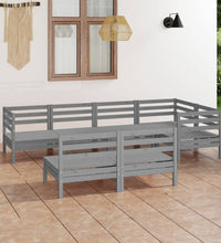 7-tlg. Garten-Lounge-Set Massivholz Kiefer Grau