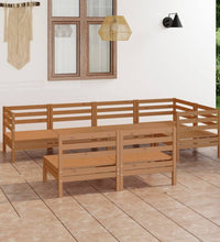 7-tlg. Garten-Lounge-Set Massivholz Kiefer Honigbraun