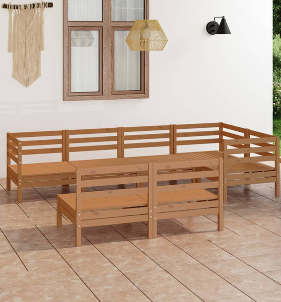 7-tlg. Garten-Lounge-Set Massivholz Kiefer Honigbraun