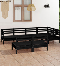 7-tlg. Garten-Lounge-Set Massivholz Kiefer Schwarz