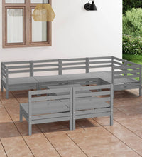 8-tlg. Garten-Lounge-Set Massivholz Kiefer Grau