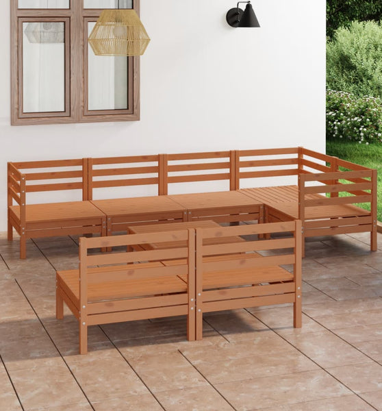 8-tlg. Garten-Lounge-Set Massivholz Kiefer Honigbraun