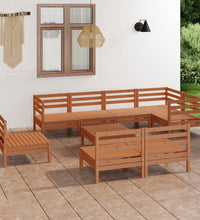 9-tlg. Garten-Lounge-Set Massivholz Kiefer Honigbraun