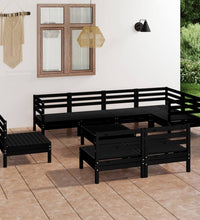 9-tlg. Garten-Lounge-Set Massivholz Kiefer Schwarz