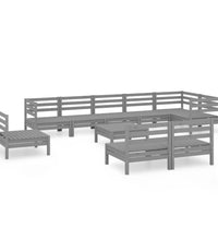 10-tlg. Garten-Lounge-Set Massivholz Kiefer Grau