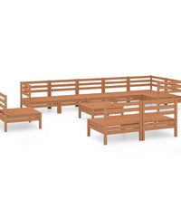 10-tlg. Garten-Lounge-Set Massivholz Kiefer Honigbraun