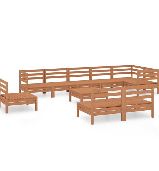 10-tlg. Garten-Lounge-Set Massivholz Kiefer Honigbraun