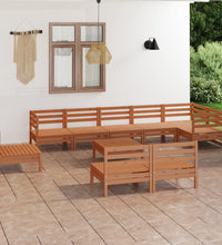 10-tlg. Garten-Lounge-Set Massivholz Kiefer Honigbraun