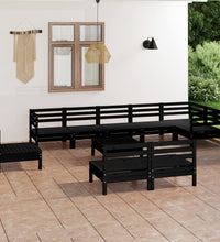 10-tlg. Garten-Lounge-Set Massivholz Kiefer Schwarz