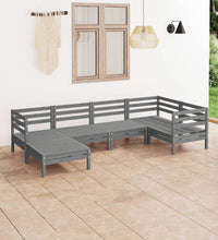 6-tlg. Garten-Lounge-Set Massivholz Kiefer Grau