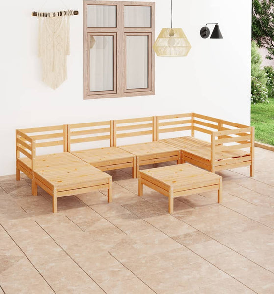 7-tlg. Garten-Lounge-Set Massivholz Kiefer