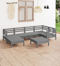 7-tlg. Garten-Lounge-Set Massivholz Kiefer Grau