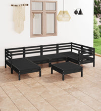 7-tlg. Garten-Lounge-Set Massivholz Kiefer Schwarz