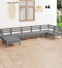 7-tlg. Garten-Lounge-Set Massivholz Kiefer Grau