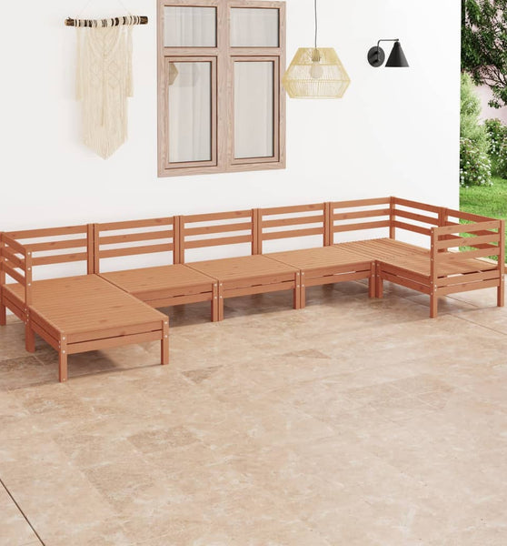 7-tlg. Garten-Lounge-Set Massivholz Kiefer Honigbraun