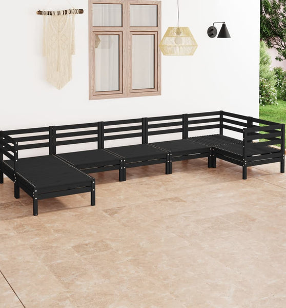 7-tlg. Garten-Lounge-Set Massivholz Kiefer Schwarz