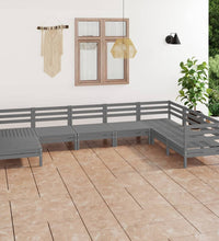 8-tlg. Garten-Lounge-Set Massivholz Kiefer Grau