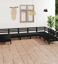 8-tlg. Garten-Lounge-Set Massivholz Kiefer Schwarz