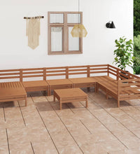 9-tlg. Garten-Lounge-Set Massivholz Kiefer Honigbraun