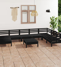 9-tlg. Garten-Lounge-Set Massivholz Kiefer Schwarz