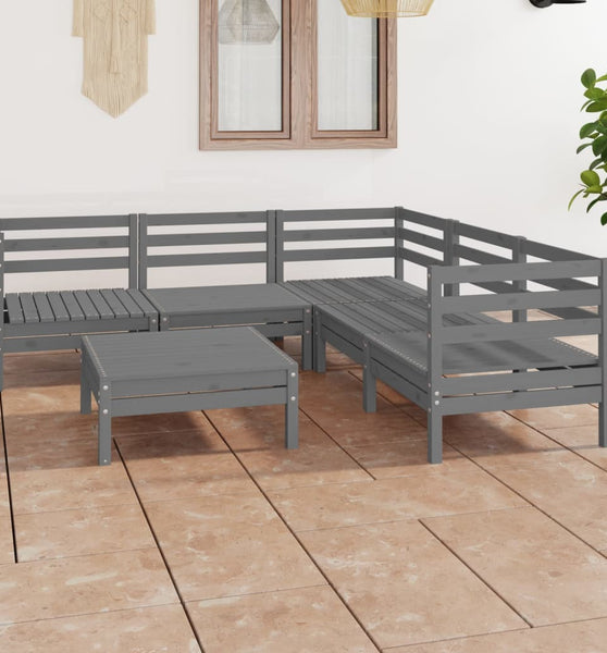 6-tlg. Garten-Lounge-Set Massivholz Kiefer Grau