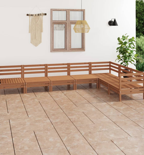 7-tlg. Garten-Lounge-Set Massivholz Kiefer Honigbraun