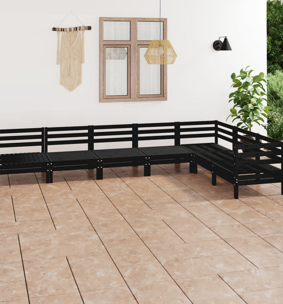 7-tlg. Garten-Lounge-Set Massivholz Kiefer Schwarz