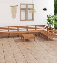 8-tlg. Garten-Lounge-Set Massivholz Kiefer Honigbraun