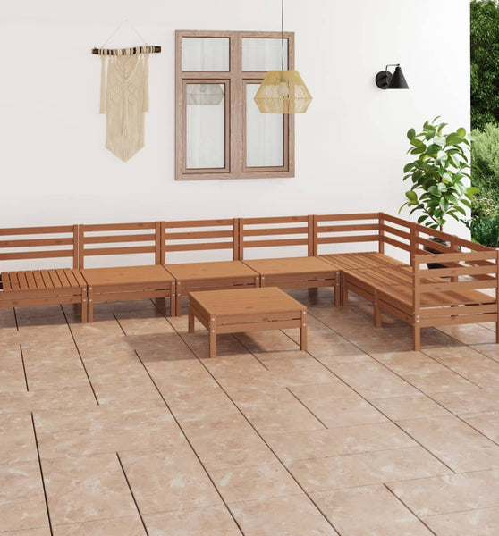 8-tlg. Garten-Lounge-Set Massivholz Kiefer Honigbraun