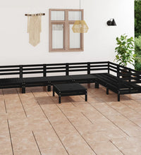 8-tlg. Garten-Lounge-Set Massivholz Kiefer Schwarz