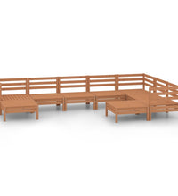 9-tlg. Garten-Lounge-Set Massivholz Kiefer Honigbraun