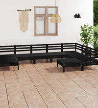 9-tlg. Garten-Lounge-Set Massivholz Kiefer Schwarz