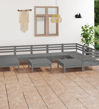 10-tlg. Garten-Lounge-Set Massivholz Kiefer Grau