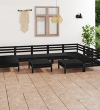 10-tlg. Garten-Lounge-Set Massivholz Kiefer Schwarz