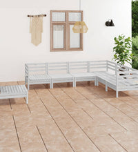 7-tlg. Garten-Lounge-Set Massivholz Kiefer Weiß