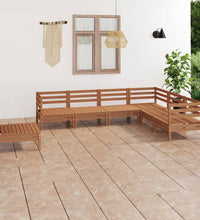 7-tlg. Garten-Lounge-Set Massivholz Kiefer Honigbraun