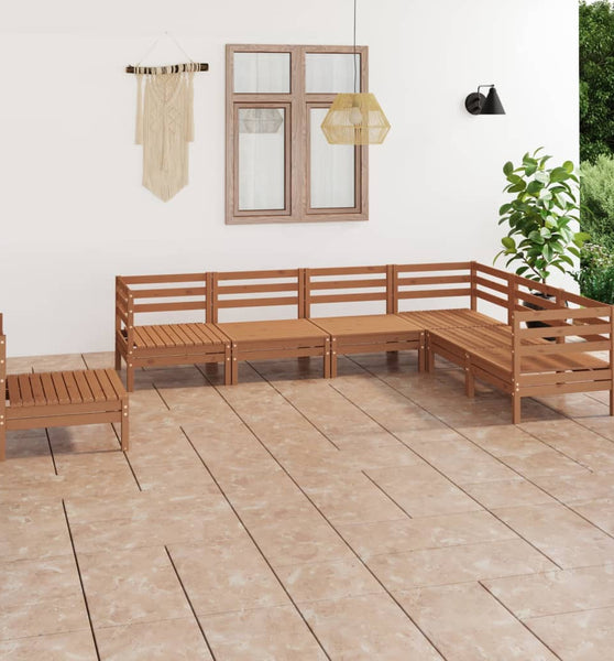 7-tlg. Garten-Lounge-Set Massivholz Kiefer Honigbraun