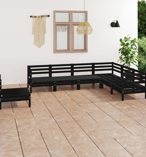 7-tlg. Garten-Lounge-Set Massivholz Kiefer Schwarz