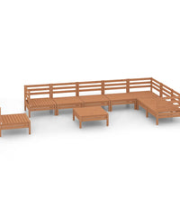 9-tlg. Garten-Lounge-Set Massivholz Kiefer Honigbraun