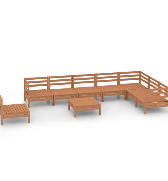 9-tlg. Garten-Lounge-Set Massivholz Kiefer Honigbraun