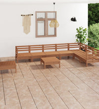 9-tlg. Garten-Lounge-Set Massivholz Kiefer Honigbraun