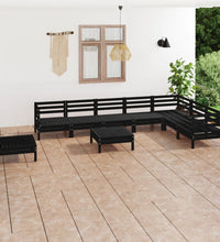 9-tlg. Garten-Lounge-Set Massivholz Kiefer Schwarz