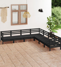 7-tlg. Garten-Lounge-Set Massivholz Kiefer Schwarz