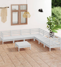 8-tlg. Garten-Lounge-Set Massivholz Kiefer Weiß