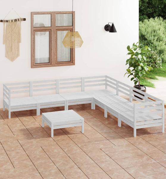 8-tlg. Garten-Lounge-Set Massivholz Kiefer Weiß