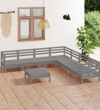 8-tlg. Garten-Lounge-Set Massivholz Kiefer Grau