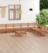 9-tlg. Garten-Lounge-Set Massivholz Kiefer Honigbraun