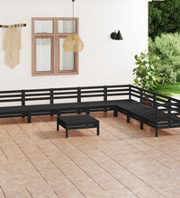 9-tlg. Garten-Lounge-Set Massivholz Kiefer Schwarz